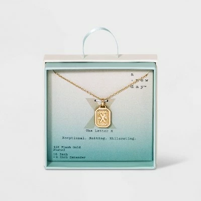 Silver Plated Initial Tag Pendant Necklace - A New Day™ Gold 31 Silver Plated Initial Tag Pendant Necklace - A New Day™ Gold - Image 29