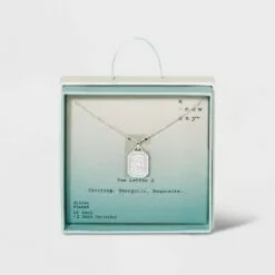 Silver Plated Initial Tag Pendant Necklace - A New Day™ -A New Day popular shop unnamed file 3017