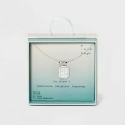 Silver Plated Initial Tag Pendant Necklace - A New Day™ -A New Day popular shop unnamed file 3021