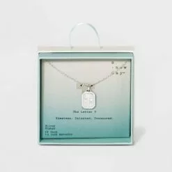 Silver Plated Initial Tag Pendant Necklace - A New Day™ -A New Day popular shop unnamed file 3032