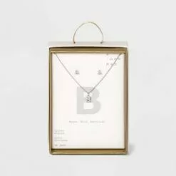 Silver Plated Cubic Zirconia Initial Chain Pendant Necklace and Earring Set - A New Day™ 37 Silver Plated Cubic Zirconia Initial Chain Pendant Necklace and Earring Set - A New Day™ -A New Day popular shop unnamed file 3044