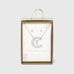 Silver Plated Cubic Zirconia Initial Chain Pendant Necklace and Earring Set - A New Day™ 38 Silver Plated Cubic Zirconia Initial Chain Pendant Necklace and Earring Set - A New Day™ -A New Day popular shop unnamed file 3045