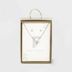 Silver Plated Cubic Zirconia Initial Chain Pendant Necklace and Earring Set - A New Day™ 41 Silver Plated Cubic Zirconia Initial Chain Pendant Necklace and Earring Set - A New Day™ -A New Day popular shop unnamed file 3048