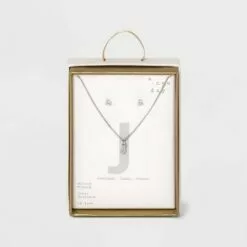 Silver Plated Cubic Zirconia Initial Chain Pendant Necklace and Earring Set - A New Day™ 45 Silver Plated Cubic Zirconia Initial Chain Pendant Necklace and Earring Set - A New Day™ -A New Day popular shop unnamed file 3052
