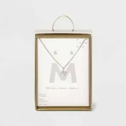 Silver Plated Cubic Zirconia Initial Chain Pendant Necklace and Earring Set - A New Day™ 48 Silver Plated Cubic Zirconia Initial Chain Pendant Necklace and Earring Set - A New Day™ -A New Day popular shop unnamed file 3055