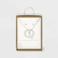 Silver Plated Cubic Zirconia Initial Chain Pendant Necklace and Earring Set - A New Day™ 52 Silver Plated Cubic Zirconia Initial Chain Pendant Necklace and Earring Set - A New Day™ -A New Day popular shop unnamed file 3059