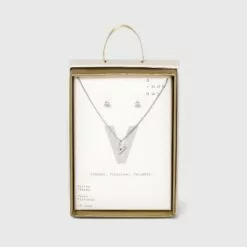 Silver Plated Cubic Zirconia Initial Chain Pendant Necklace and Earring Set - A New Day™ 57 Silver Plated Cubic Zirconia Initial Chain Pendant Necklace and Earring Set - A New Day™ -A New Day popular shop unnamed file 3064