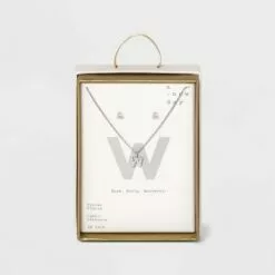 Silver Plated Cubic Zirconia Initial Chain Pendant Necklace and Earring Set - A New Day™ 58 Silver Plated Cubic Zirconia Initial Chain Pendant Necklace and Earring Set - A New Day™ -A New Day popular shop unnamed file 3065