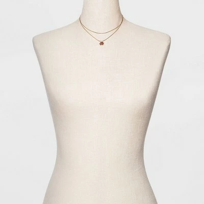 Silver Plated Layered Gold Necklace - A New Day™ Strawberry Quartz 4 Silver Plated Layered Gold Necklace - A New Day™ Strawberry Quartz - Image 2