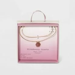 Silver Plated Layered Gold Necklace - A New Day™ Strawberry Quartz 13 Silver Plated Layered Gold Necklace - A New Day™ Strawberry Quartz -A New Day popular shop unnamed file 3072