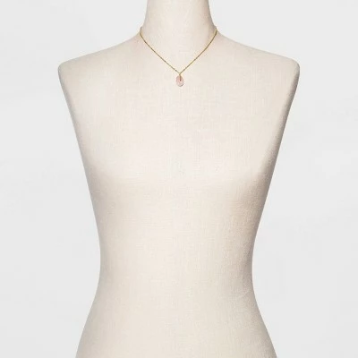 Silver Plated Rose Quartz Pendant Necklace - A New Day™ Gold 4 Silver Plated Rose Quartz Pendant Necklace - A New Day™ Gold - Image 2