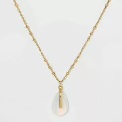 Silver Plated Opalite Pendant Necklace - A New Day™ Gold