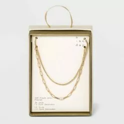Silver Plated Gold Dipped Link Chain Duo Necklace - A New Day™ Worn Gold -A New Day popular shop unnamed file 3101