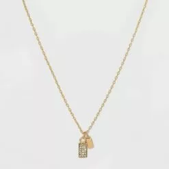 Stone and Square Charm Pendant Necklace - A New Day™ Gold 7 Stone and Square Charm Pendant Necklace - A New Day™ Gold -A New Day popular shop unnamed file 3130