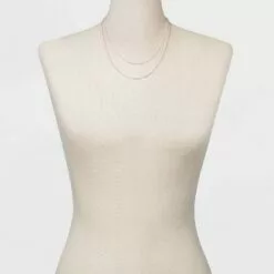 Plated Cable Box and Paperclip Chain Necklace Set 3pc - A New Day™ Silver