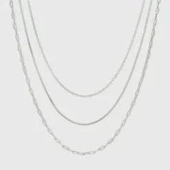 Plated Cable Box and Paperclip Chain Necklace Set 3pc - A New Day™ Silver -A New Day popular shop unnamed file 3148