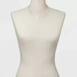 Plated Herringbone and Box Chain Necklace Set 2pc - A New Day™ Silver