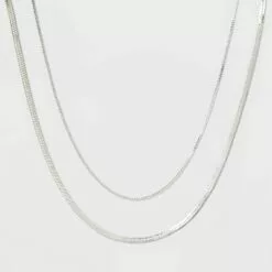 Plated Herringbone and Box Chain Necklace Set 2pc - A New Day™ Silver -A New Day popular shop unnamed file 3151