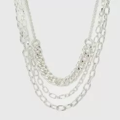 Multi Row Layered Chain Linked Necklace - A New Day™ Silver -A New Day popular shop unnamed file 3158