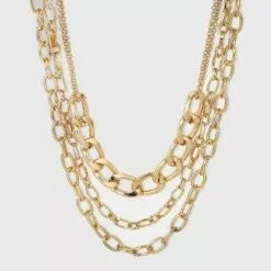 Multi Row Layered Chain Linked Necklace - A New Day™ Silver -A New Day popular shop unnamed file 3160