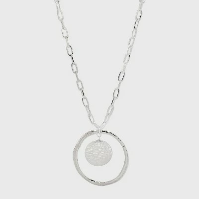 Hammered Ring and Disc Statement Necklace - A New Day™ Silver 5 Hammered Ring and Disc Statement Necklace - A New Day™ Silver - Image 3