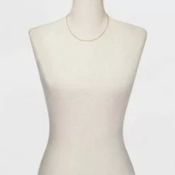 Flat Beaded and Link Chain Duo Necklace - A New Day™ Gold