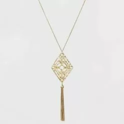 Filigree and Tassel Long Statement Necklace - A New Day™ Gold -A New Day popular shop unnamed file 3178