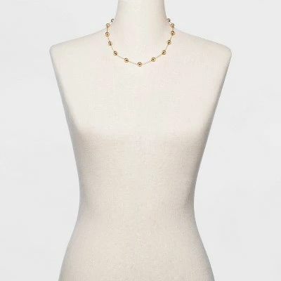 Brass Beaded Necklace - A New Day™ Gold 3 Brass Beaded Necklace - A New Day™ Gold