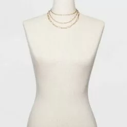 3 Row Paperclip Chain Necklace - A New Day™ Silver
