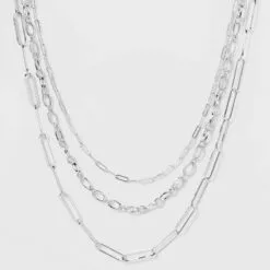 3 Row Paperclip Chain Necklace - A New Day™ Silver -A New Day popular shop unnamed file 3190