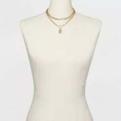 3 Row Chunky Chain Necklace - A New Day™ Gold