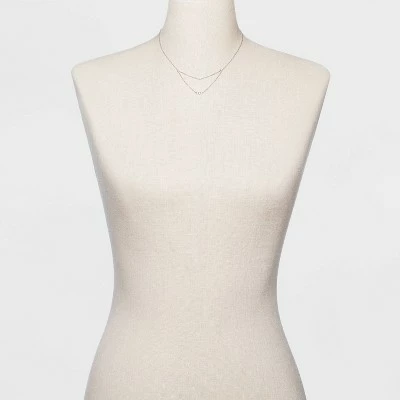 Silver Plated Cubic Zirconia Triple Bezel Faux Layered Chain Necklace - A New Day™ Silver 3 Silver Plated Cubic Zirconia Triple Bezel Faux Layered Chain Necklace - A New Day™ Silver