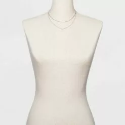 Silver Plated Paperlink Chain and Pierced Cubic Zirconia Necklace Set - A New Day™ Silver