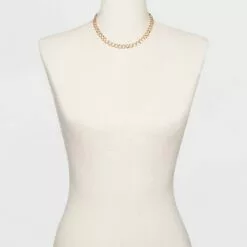 Three Piece Metal Chain Link Necklace - A New Day™ Gold