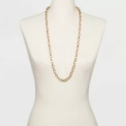 Long Metal Chain Link Necklace - A New Day™ Gold