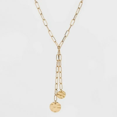Linked Chain and Discs Long Necklace - A New Day™ Gold 5 Linked Chain and Discs Long Necklace - A New Day™ Gold - Image 3