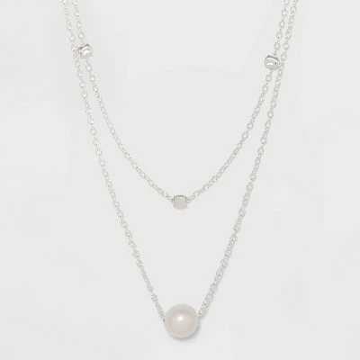 Sterling Silver with Freshwater Pearl Duo Necklace Set - A New Day™ Silver 5 Sterling Silver with Freshwater Pearl Duo Necklace Set - A New Day™ Silver - Image 3