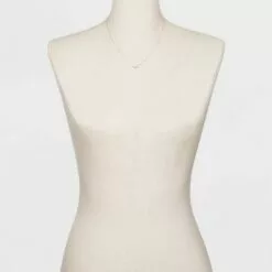 Sterling Silver with Cubic Zirconia Curved Bar Station Chain Necklace - A New Day™ Silver