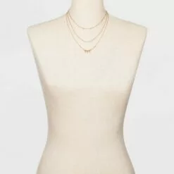 Three Rows Seed Bead and Hanging Coins Layered Necklace - A New Day™ Gold