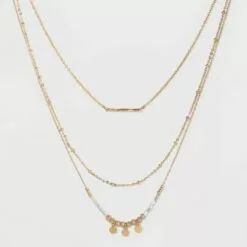 Three Rows Seed Bead and Hanging Coins Layered Necklace - A New Day™ Gold -A New Day popular shop unnamed file 3239