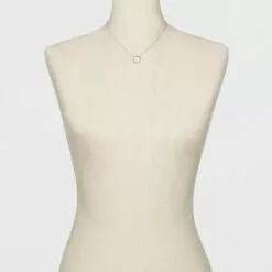 Pave Open Circle Short Pendant Necklace - A New Day™ Silver