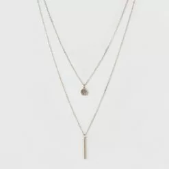 Pave Circle and Thin Bar Two Row Short Necklace - A New Day™ Rose Gold/Clear 7 Pave Circle and Thin Bar Two Row Short Necklace - A New Day™ Rose Gold/Clear -A New Day popular shop unnamed file 3286
