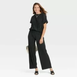 Women's High-Rise Wide Leg Knit Plisse Pull-On Pants - A New Day™ -A New Day popular shop unnamed file 3292