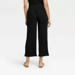 Women's High-Rise Wide Leg Ribbed Ankle Pants - A New Day™