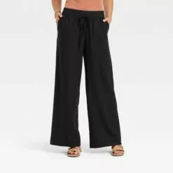 Women's High-Rise Wide Leg Linen Pull-On Pants - A New Day™ -A New Day popular shop unnamed file 3301