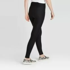 Women's Drawstring High Waisted Lounge Leggings with Pockets - A New Day™ Black