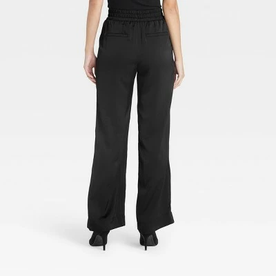 Women's High-Rise Wide Leg Satin Pull-On Pants - A New Day™ 3 Women's High-Rise Wide Leg Satin Pull-On Pants - A New Day™