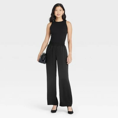 Women's High-Rise Wide Leg Satin Pull-On Pants - A New Day™ 4 Women's High-Rise Wide Leg Satin Pull-On Pants - A New Day™ - Image 2