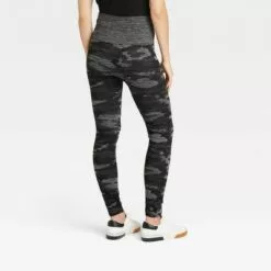 Women's Camo High-Waist Seamless Cotton Blend Camo Leggings - A New Day™ Black
