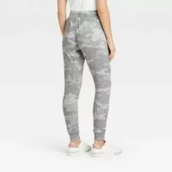 Women's Camo Slim Fit Jogger Leggings with Pockets and Drawstring - A New Day™ Gray